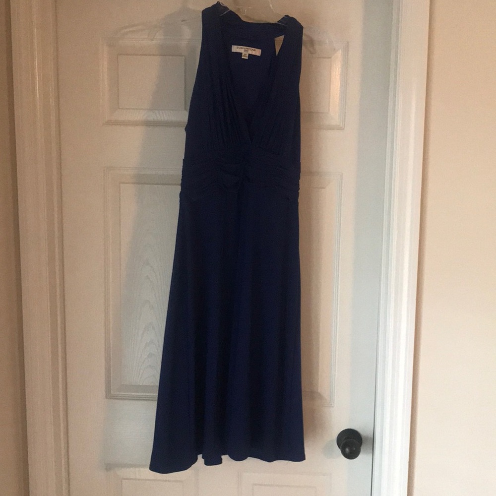 V neck blue cocktail dress
